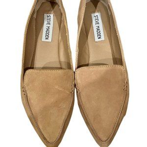 Steve Madden Women's Feather Loafer Flat Camel Suede Pointed Toe - SIZE 6US